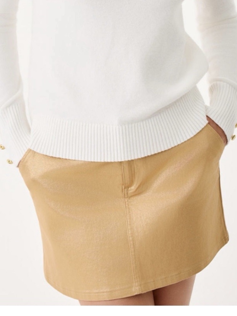 Lilly Pulitzer Colette Stretch Shimmer Metallic Gold Mini Skirt New Size 4